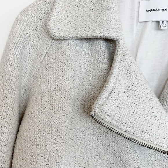 Cupcakes And Cashmere Knit Moto Jacket, Gray, Small - Picture 7 of 10